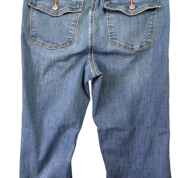 American Eagle Low-Rise Flare Women's Medium Wash Envelope Pocket Jeans Size 16 - Picture 11 of 13